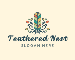 Creative Bohemian Feather logo design