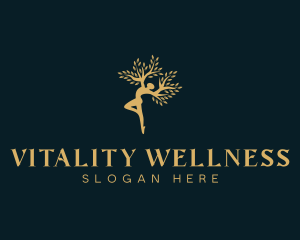 Yoga Wellness Woman Tree logo design