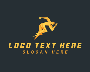 Runner - Lightning Human Energy logo design