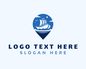 Tourist - Location Pin Travel Ship logo design
