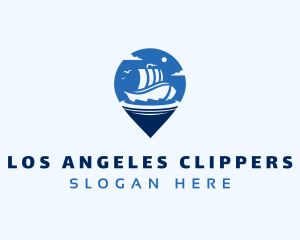 Location Pin Travel Ship Logo