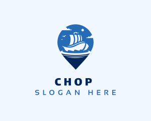 Location Pin Travel Ship Logo