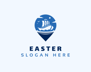 Navigation - Location Pin Travel Ship logo design