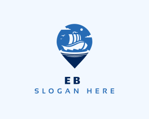 Tourism - Location Pin Travel Ship logo design