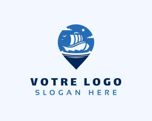 Tour Guide - Location Pin Travel Ship logo design
