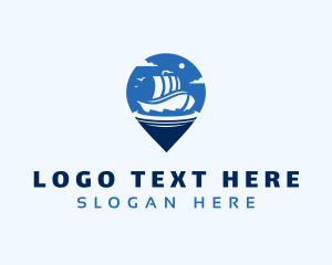 Location - Location Pin Travel Ship logo design