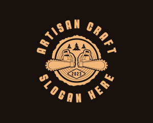 Chainsaw Log Cutter logo design