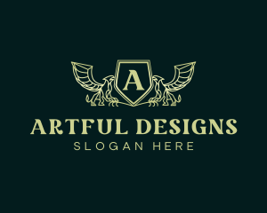 Elegant Griffin Shield logo design