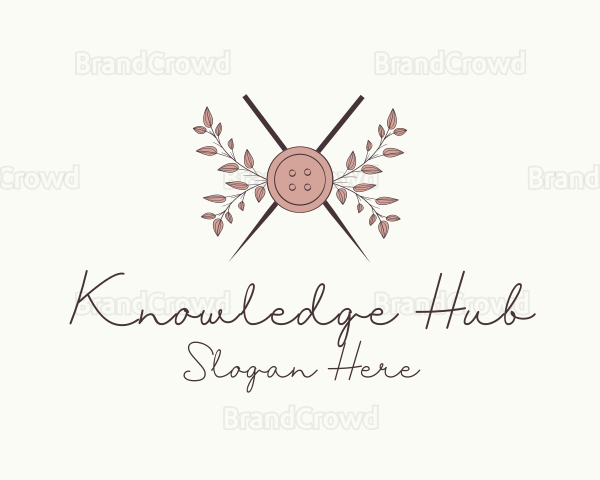 Rustic Button Needles Sewing Logo