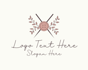 Dressmaking - Rustic Button Needles Sewing logo design