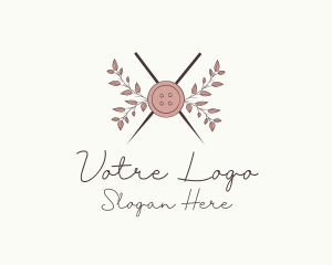 Rustic Button Needles Sewing Logo