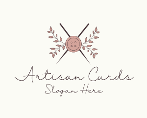 Rustic Button Needles Sewing logo design