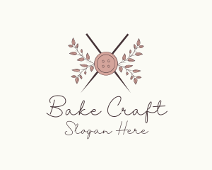 Rustic Button Needles Sewing logo design