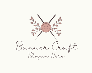 Rustic Button Needles Sewing logo design