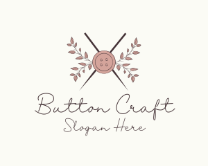 Rustic Button Needles Sewing logo design