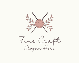 Rustic Button Needles Sewing logo design