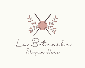 Rustic Button Needles Sewing logo design