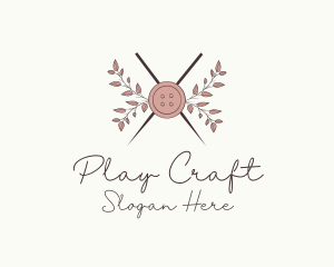 Rustic Button Needles Sewing logo design