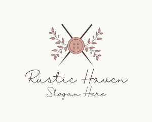 Rustic Button Needles Sewing logo design