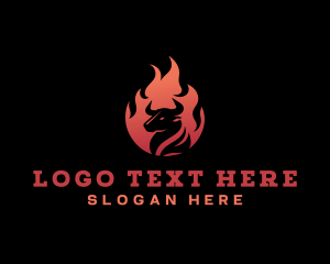 Steak - Bull Steak Flame BBQ logo design