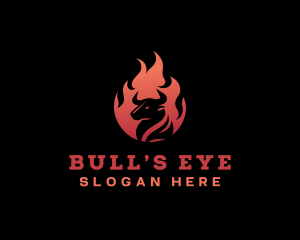 Bull Steak Flame BBQ logo design