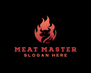 Bull Steak Flame BBQ logo design