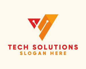 Letter V Circuit Tech Logo