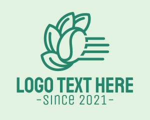 Minimal - Fast Leaf Coffee Bean logo design