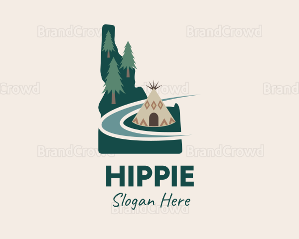 Idaho Map Teepee Scene Logo