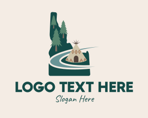 Geography - Idaho Map Teepee Scene logo design