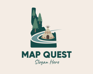 Idaho Map Teepee Scene logo design