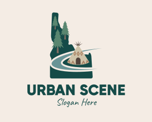 Scene - Idaho Map Teepee Scene logo design