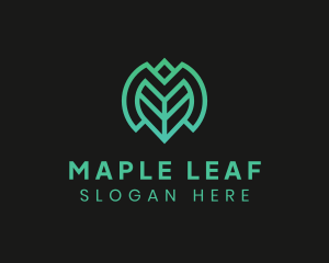 Green Leaf Letter M logo design