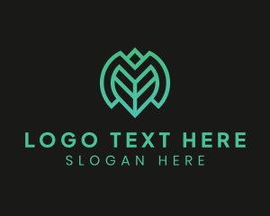 Modern - Green Leaf Letter M logo design