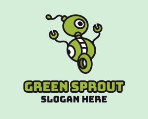 Green Robot Wheels logo design