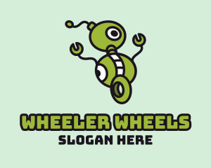 Green Robot Wheels logo design