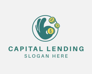 Lending - Dollar Coin Hand logo design