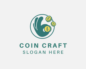 Coin - Dollar Coin Hand logo design