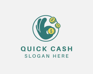 Dollar Coin Hand logo design