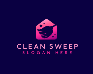 Broom Sweep Cleaning logo design