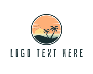 Surfing Instructor - Tropical Beach Island logo design