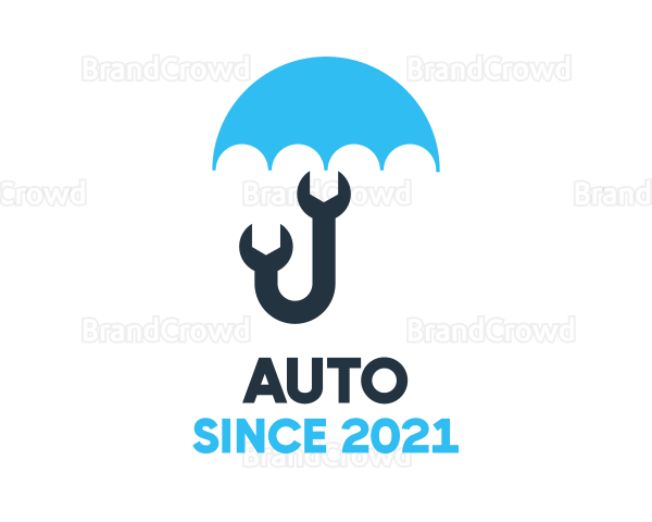 Blue Wrench Umbrella Logo