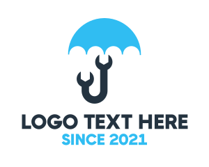 Garage - Blue Wrench Umbrella logo design