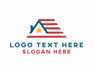 Usa - American House Roof Flag logo design