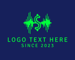 Neon Green - Letter S Waveform logo design