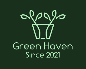 Green Potted Plant logo design