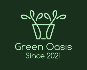 Green Potted Plant logo design