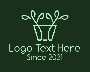 Plant Shop - Green Potted Plant logo design
