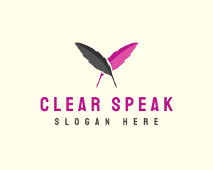 Speech - Feather Writer Pen logo design