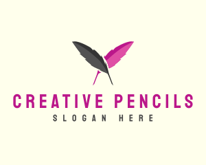 Feather Writer Pen logo design